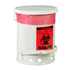 6 Gallon Biohazard Steel Waste Can, Foot-Operated Self-Closing, SoundGard™ Cover, White - 05915