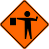 Cortina 48" x 48" SuperBright Reflective Roll-Up Sign with Lexan Pockets and Ribsets - Flagger Symbol