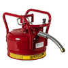2.5 Gallon, 1" Metal Hose, Roll Bars, DOT Transport Steel Safety Can for Flammables, Type II, Accuflow™, Red - 7325130
