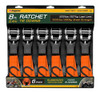 1" x 8 ft Ratchet Tie Down w/S-Hook 6/PK 5PK Per Case