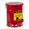 6 Gallon, Steel Oily Waste Can, Hands-Free, Self-Closing Cover, Red - 09100