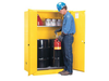 60 Gallon, 2 Drum Vertical, 1 Shelf, 2 Doors, Manual Close, Safety Cabinet With Drum Rollers, Sure-Grip® EX, Yellow - 899060