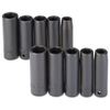 Proto® 1/2" Drive 10 Piece Fractional & Metric Impact Socket Set - 6 Point 1/ea