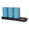 4 Drum Plastic Pallet, In-line, With Drain, EcoPolyBlend™, Black - 28633