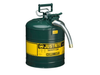 5 Gallon, 1" Metal Hose, Steel Safety Can for Oil, Type II, AccuFlow™, Green - 7250430
