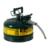 2.5 Gallon, 5/8" Metal Hose, Steel Safety Can for Oil, Type II, AccuFlow™, Green - 7225420