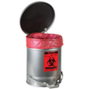 10 Gallon Steel Biohazard Waste Can, Foot-operated, Self-closing, SoundGard™ Cover, Silver - 05934
