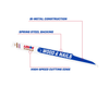 LENOX 12" 6TPi Wood & Metal Cutting Reciprocating Saw Blade - 25 Pack, Multicolor