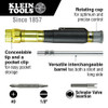 Klein HVAC Pocket Screwdriver, 3-in-1, Phillips, Slotted, Schrader Bits