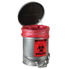 6 Gallon Steel Biohazard Waste Can, Foot-Operated, Self-closing SoundGard™ Cover, Silver - 05914