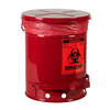 10 Gallon Steel Biohazard Waste Can, Foot-Operated Self-Closing, Red - 05930R
