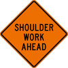 Cortina 48" x 48" SuperBright Reflective Roll-Up Sign with Lexan Pockets and Ribsets - Shoulder Work Ahead