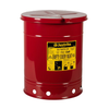 10 Gallon, Oily Waste Can, Hand Operated Cover, Red - 09310
