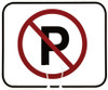Cone Sign - No Parking Symbol (black & red on white)