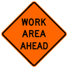 Cortina 48" x 48" SuperBright Reflective Roll-Up Sign with Lexan Pockets and Ribsets - Work Area Ahead