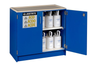 Holds 36, 2.5-Liter Bottles, 1 Shelf, 2 Doors, Manual Close, Wood Laminate Corrosives Safety Cabinet, Under Counter, Blue - 24140