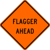 Cortina 48" x 48" SuperBright Reflective Roll-Up Sign with Lexan Pockets and Ribsets - Flagger Ahead