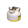 2 Gallon, Polypropylene Quick-Disconnect Disposal Safety Can, Round, In-Flow, Polypropylene or Stainless Steel Fittings, White - 12165