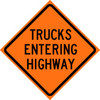 Cortina 48" x 48" SuperBright Reflective Roll-Up Sign with Lexan Pockets and Ribsets - Trucks Entering Highway