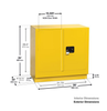 22 Gallon, 1 Shelf, 2 Doors, Manual Close, Flammable Cabinet, Sure-Grip® EX Under Counter, Yellow - 892300
