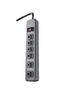 Woods POWERSTRIP, 6 OUTLET METAL 5' CORD (4+2) 6/BX
