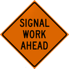 Cortina 48" x 48" SuperBright Reflective Roll-Up Sign with Lexan Pockets and Ribsets - Signal Work Ahead