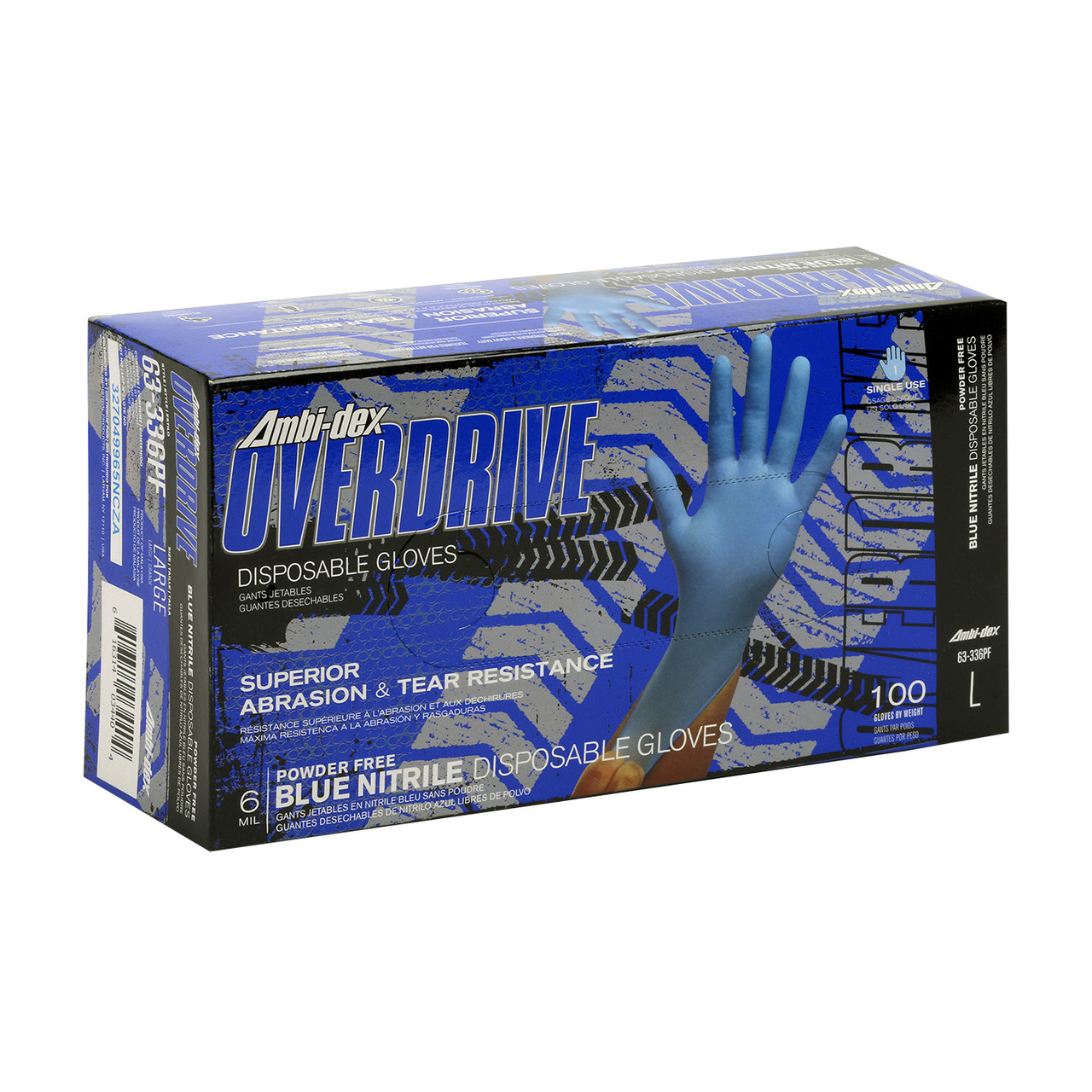 Ambi-dex® Overdrive 63-336PF  Disposable Gloves, Size M, Blue