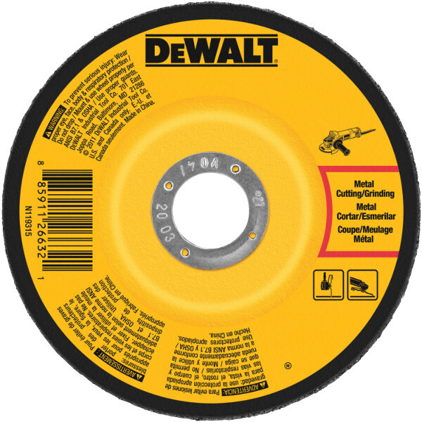 DEWALT 4" x 1/4" x 5/8"  Metal & Stainless Grinding Wheel  (P/N DWA4500)