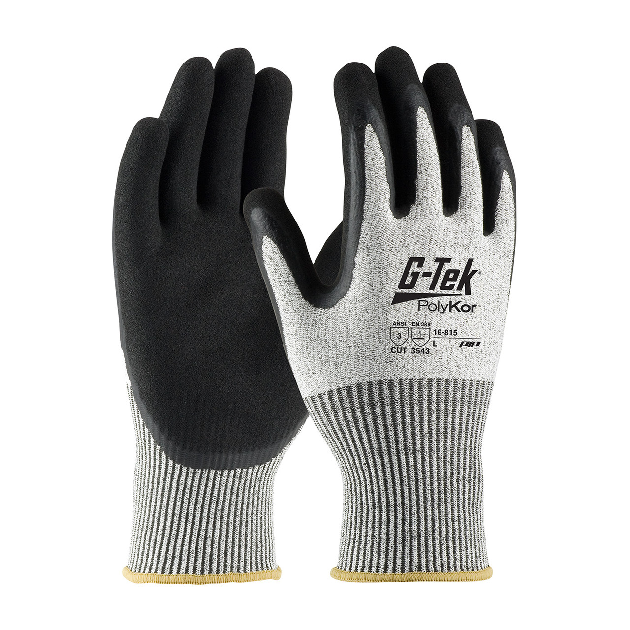 G-Tek® PolyKor® 16-815  Cut Resistant Gloves, Size S, Salt & Pepper, ANSI A3