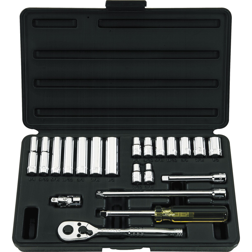 STANLEY SET DR SKT 1/4 DR 6 PT STD + DEEP SAE 21 PC.