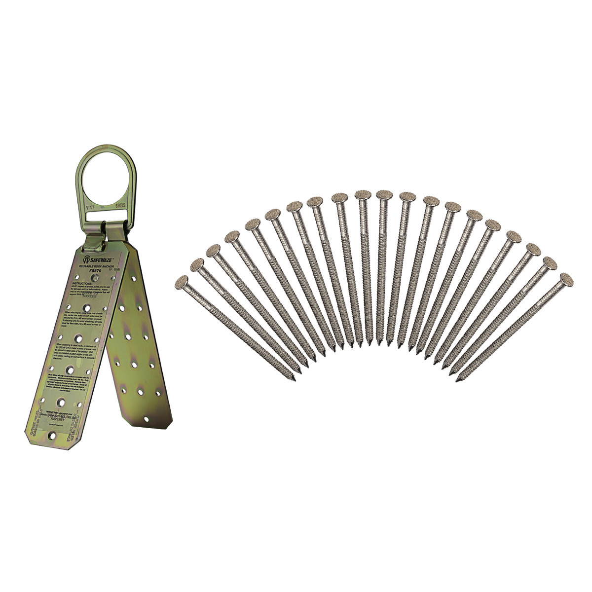 SafeWaze Reusable Roof Anchor, 20pc Nails