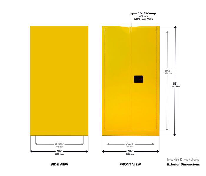 55 Gallon, 1 Drum Vertical, 1 Shelf, 2 Doors, Self-Close, Flammable Cabinet w/ Drum Support, Sure-Grip® EX, Gray - 896223