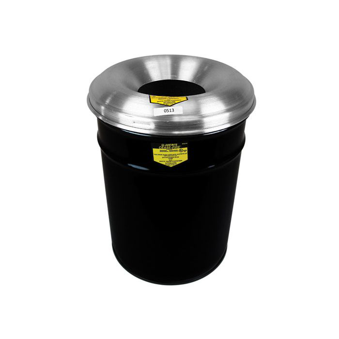 15 Gallon, Cease-Fire® Waste Receptacle, Safety Drum Can With Aluminum Head, Black - 26615K
