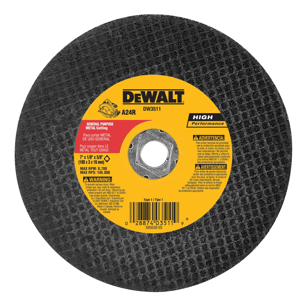 DEWALT 6-1/2" x 1/8" x 5/8"-diamond drive metal cutting blade  (P/N DW3511)