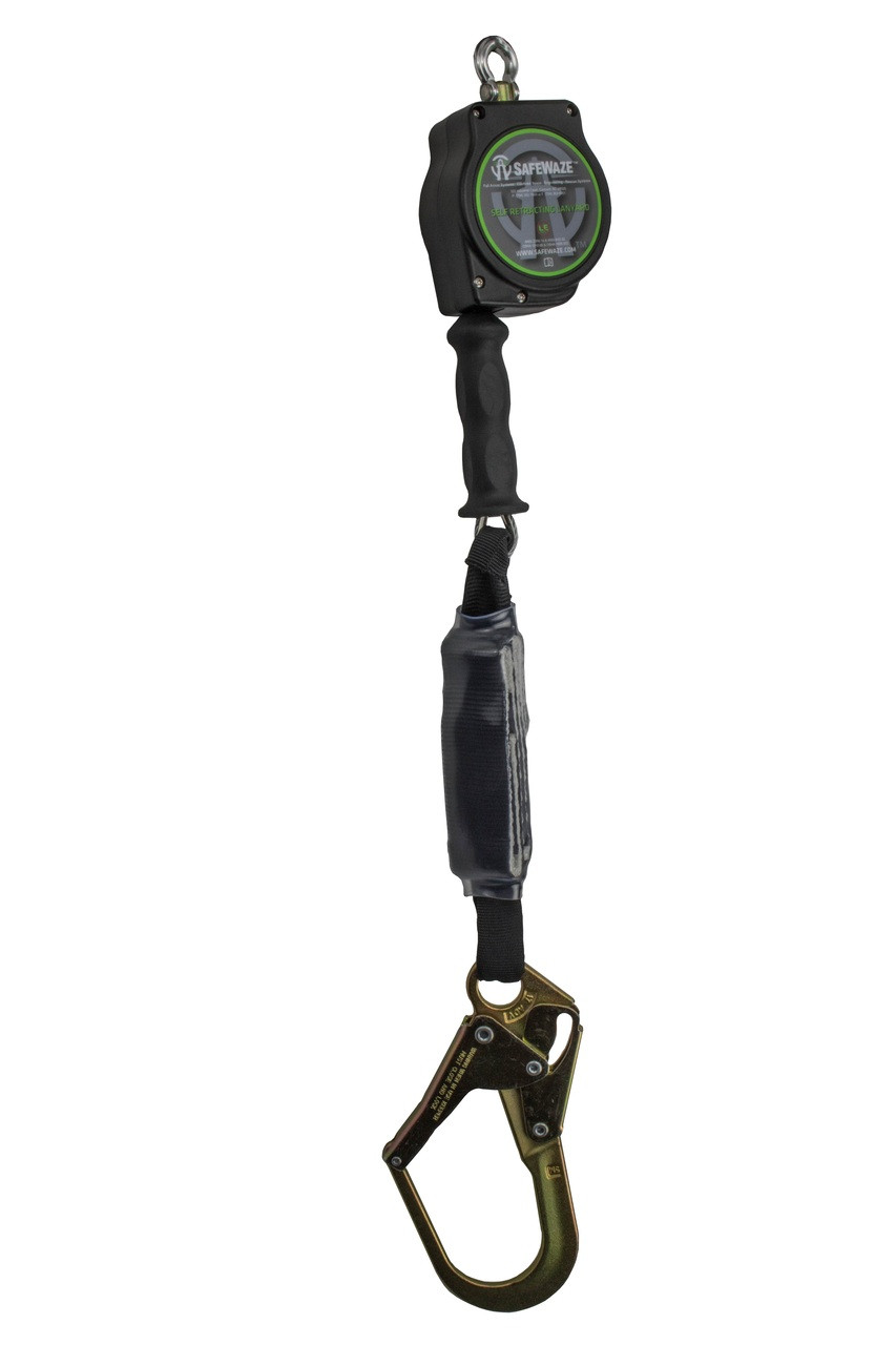SafeWaze Latitude HD 10' Single Cable SRL: Carabiner, Rebar Hook  (P/N SW-8008-10-RBH)
