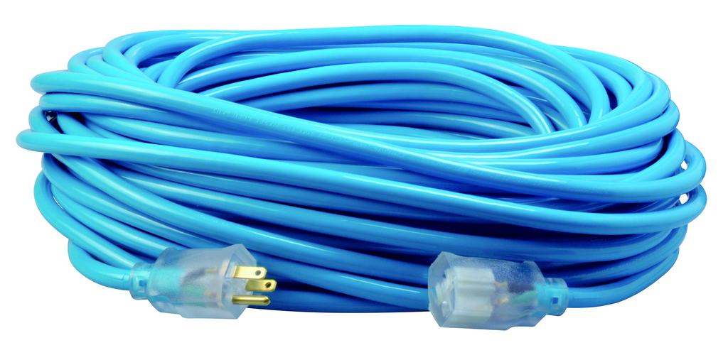 Southwire 100ft 12/3 SJTW Cool Colors Outdoor Extension Cord (Cool Blue) 4/BX