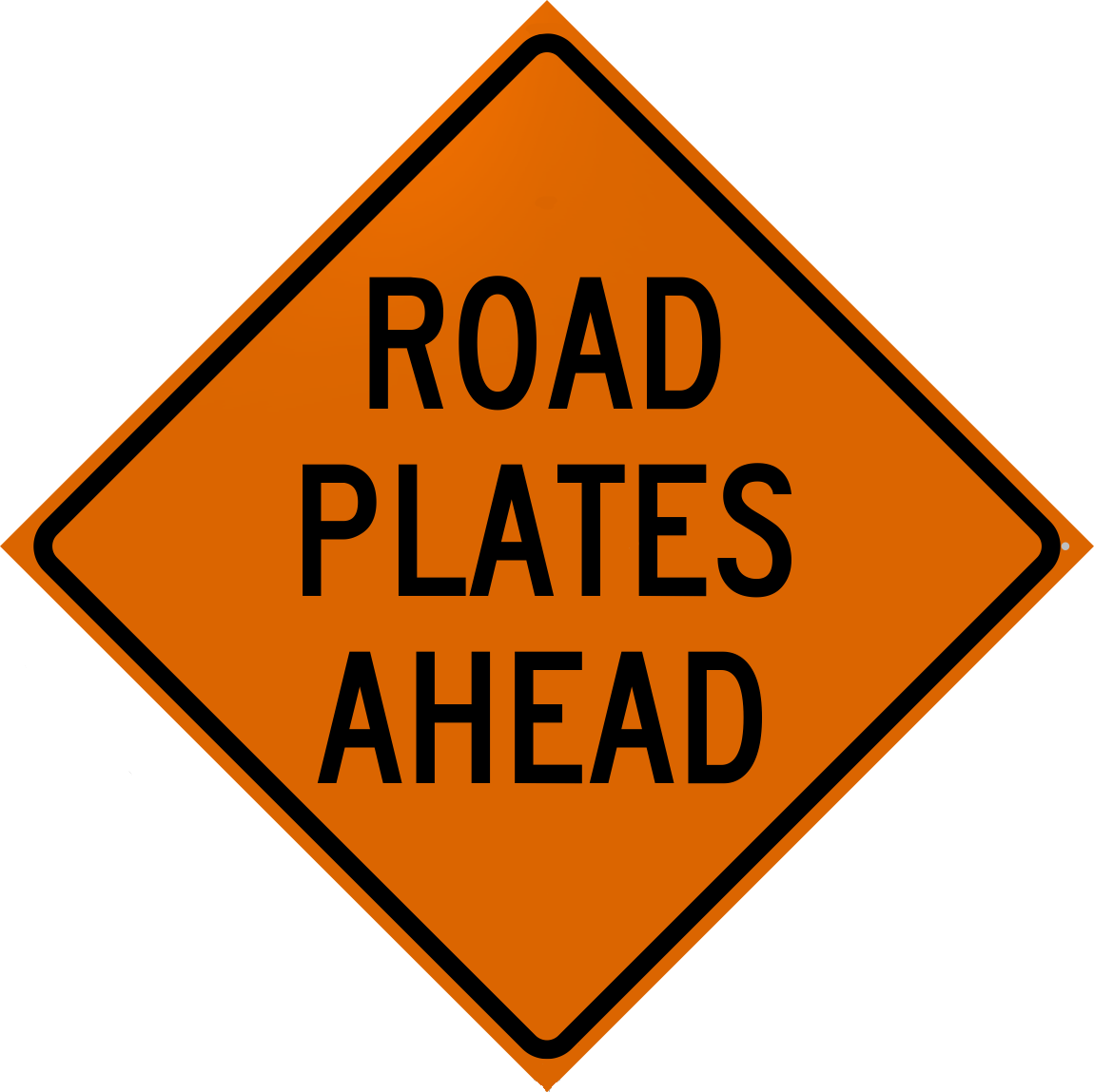 Cortina 48" x 48" SuperBright Reflective Roll-Up Sign with Lexan Pockets and Ribsets - Road Plates Ahead