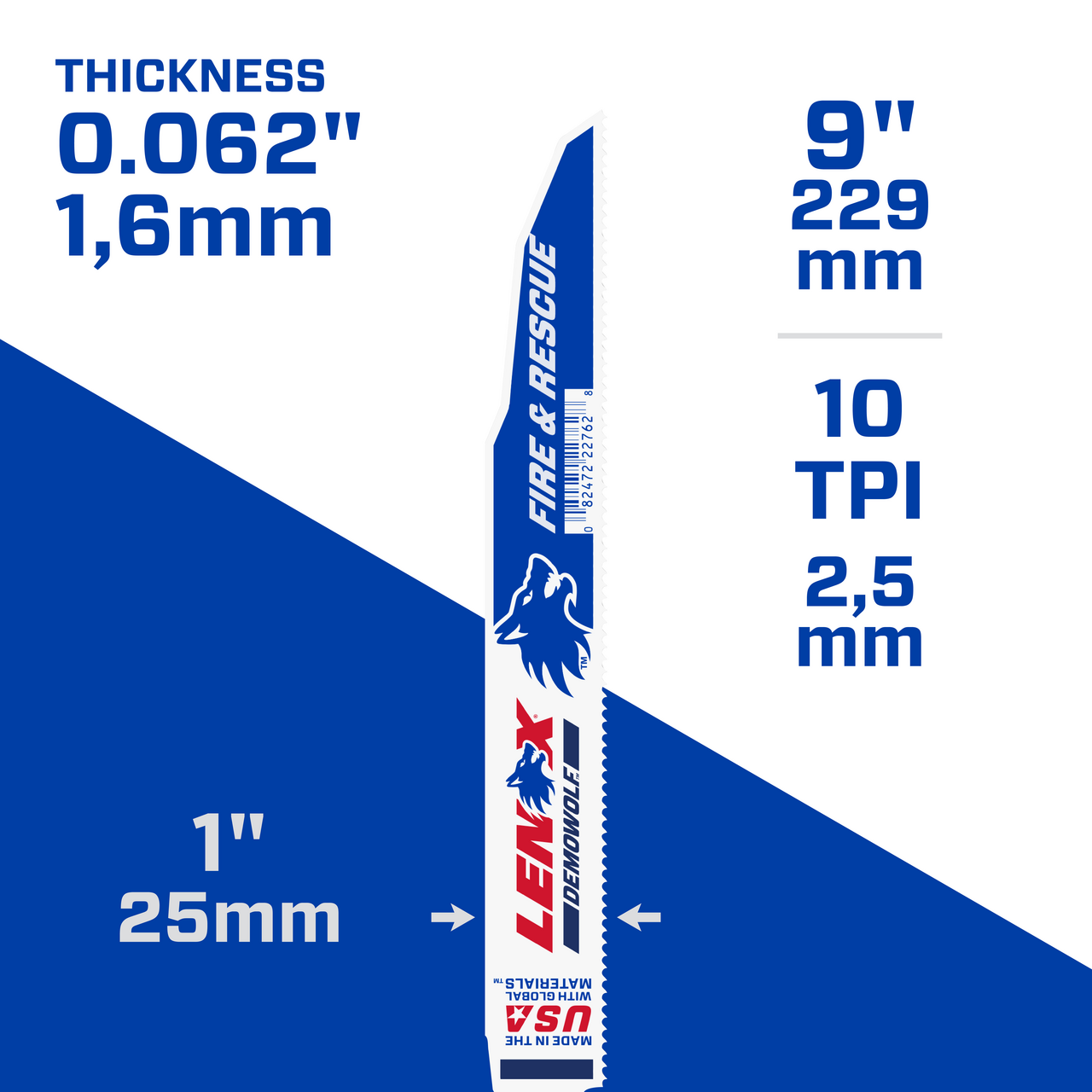 LENOX Demolition Reciprocating Saw Blade With Power Blast Technology, Bi-Metal, 9-Inch, 10 TPi