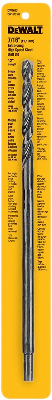 DEWALT Drill Bit, Black Oxide, 7/16-Inch X 12-Inch