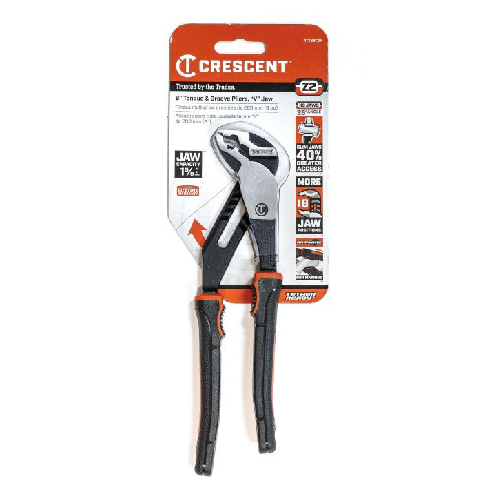 Z2 PLIER,8",V JAW,T&G,CUSHION GRIP