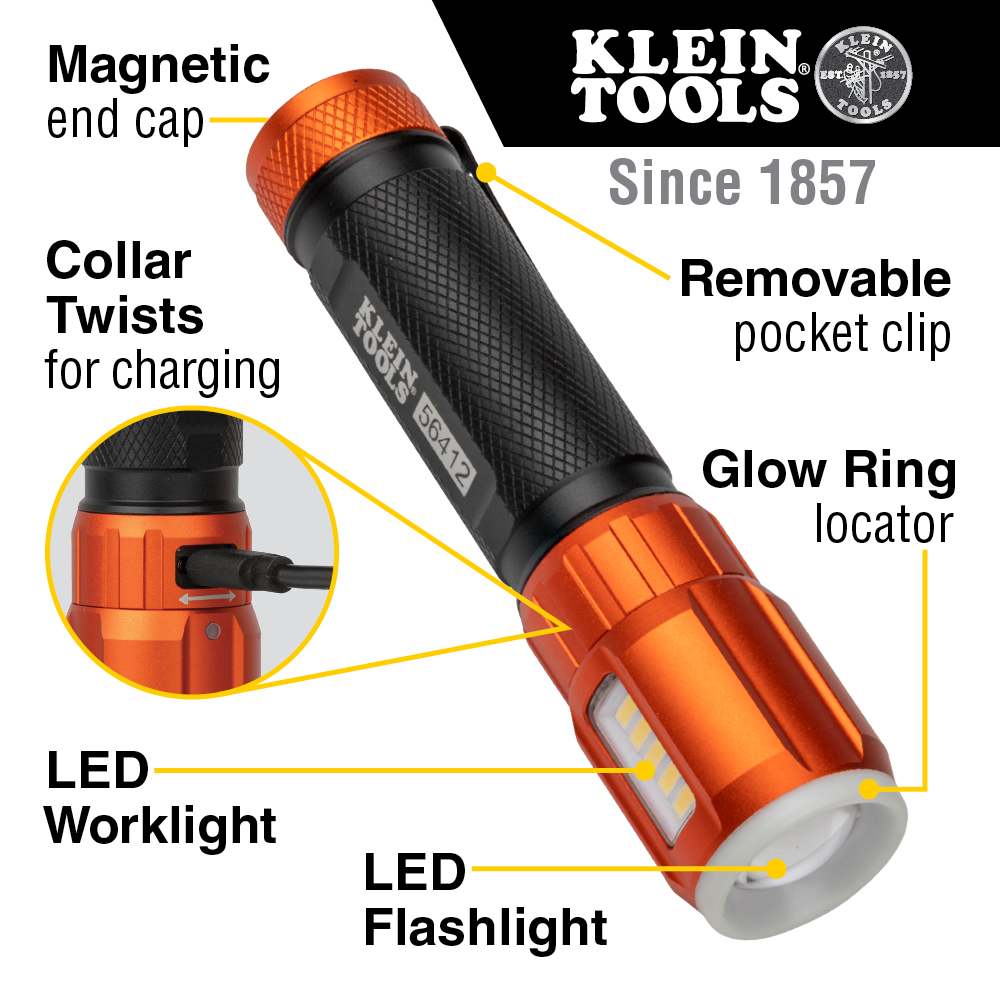 Rechargeable LED Flashlight with Worklight