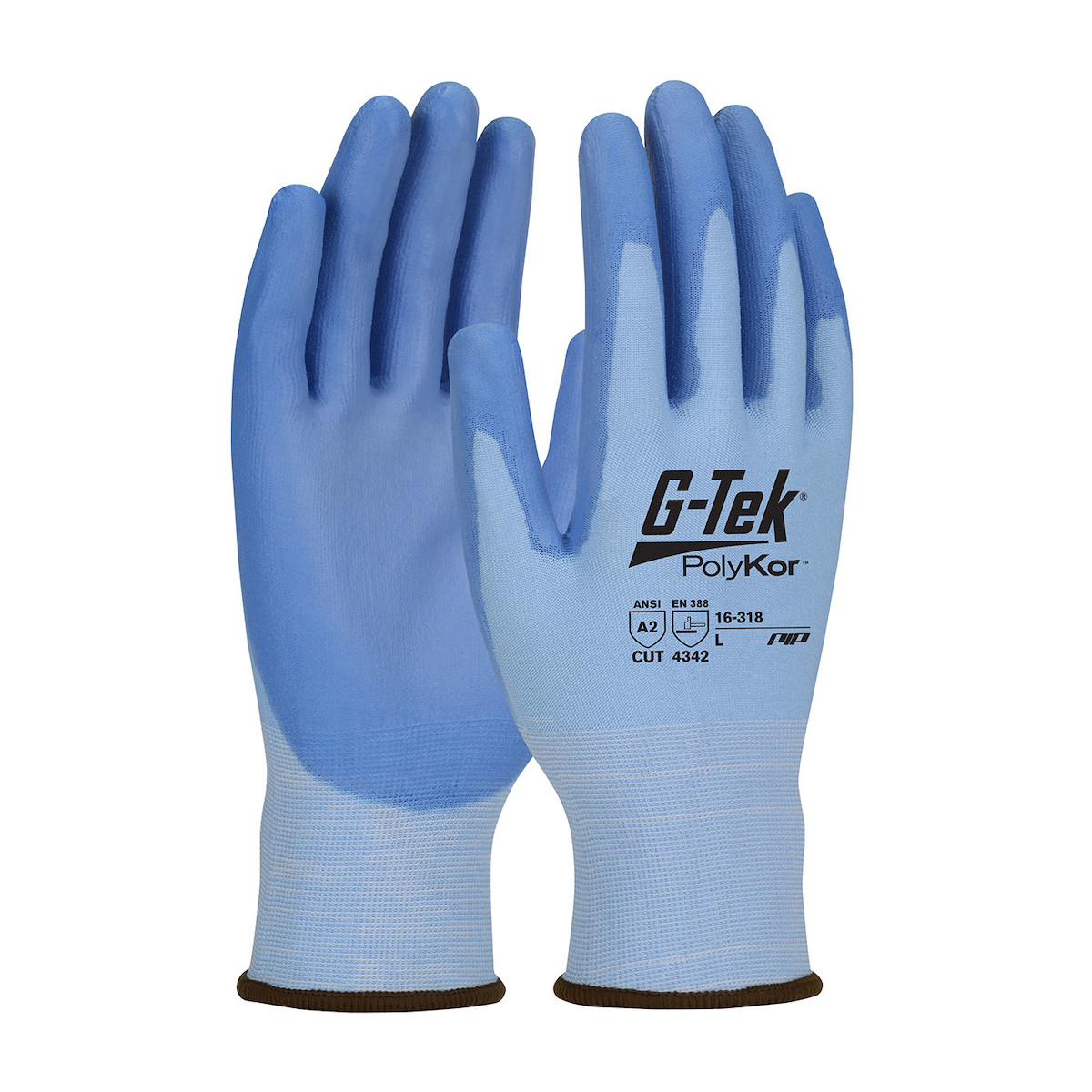 G-Tek® PolyKor® 16-318V  Cut Resistant Gloves, Size XL, Blue, ANSI A2
