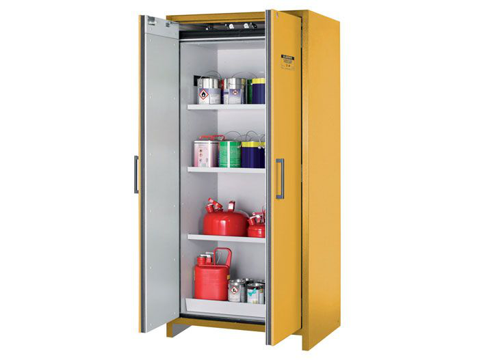 30 Gallon, 3 Shelves, 2 Hybrid-Close Doors, 90-Minute EN Flammable Safety Cabinet, Yellow - 22605