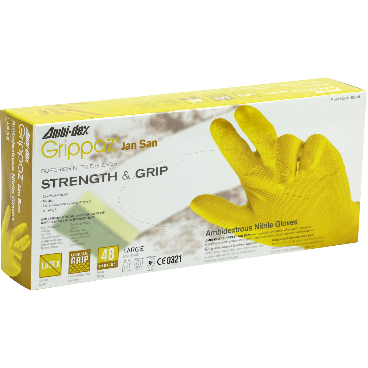 Grippaz™ Jan San 67-306  Ext-Use Disposables, Size 2XL, Yellow
