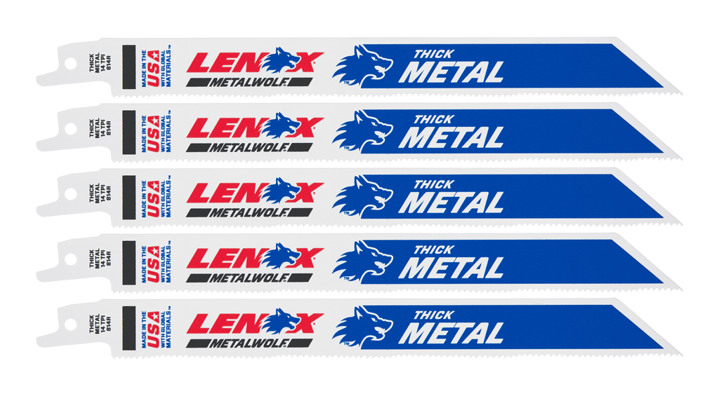 LENOX Metal Cutting Reciprocating Saw Blade With Power Blast Technology, Bi-Metal, 8-Inch, 14 TPi, 5/Pk