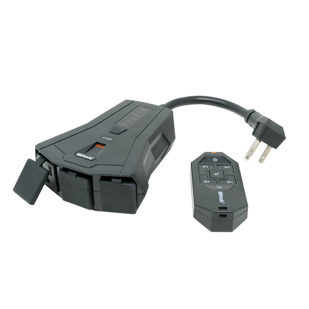 Woods OUTDOOR WIRELESS REMOTE CONTROL WITH PHOTOCELL, 3 GROUNDED OUTLETS 6/BX