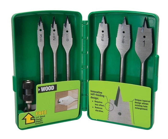 GREENLEE 6-Piece Self-Feeding Spade Bit Set, 3/8" - 1"