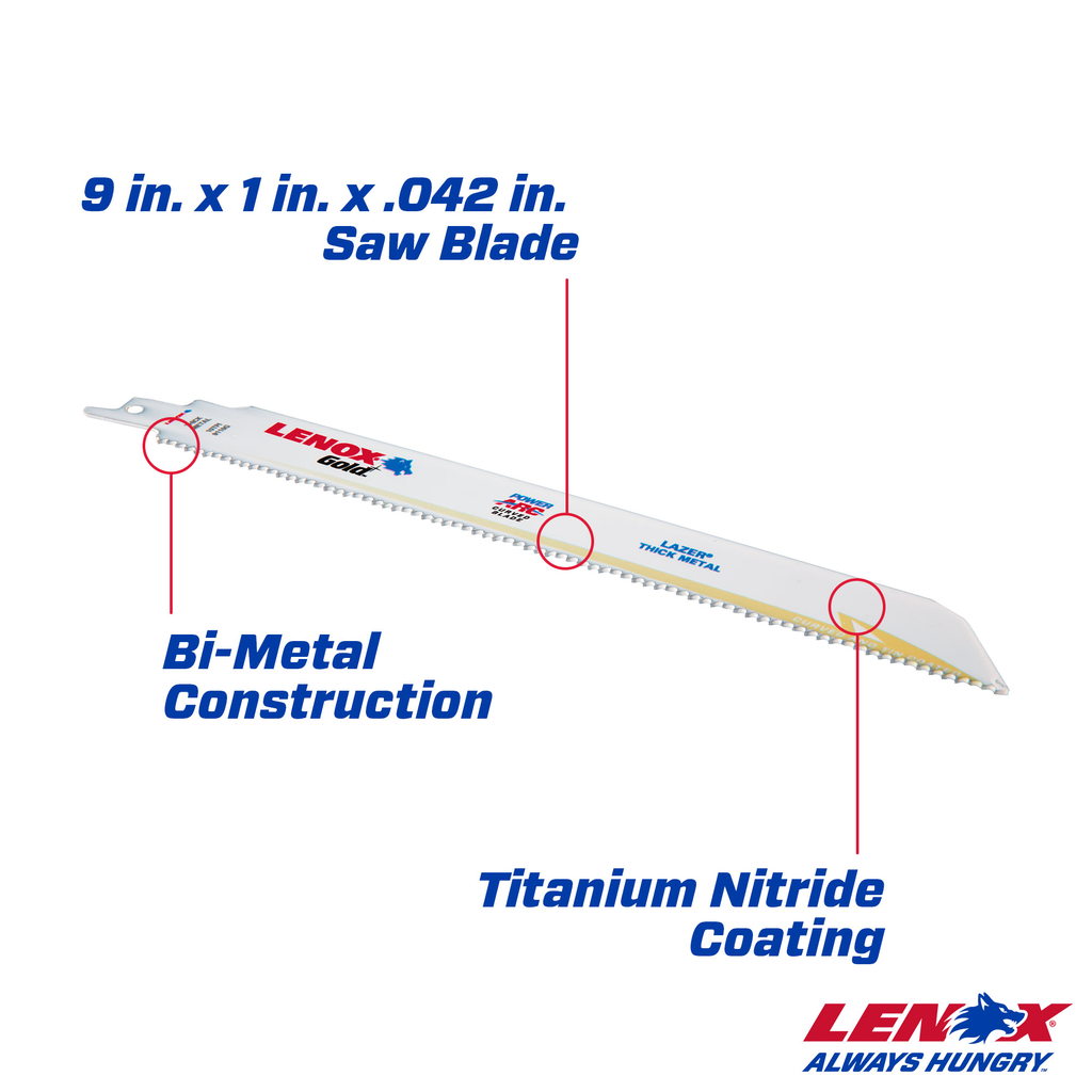 LENOX Reciprocating Saw Blades, Thick Metal Cutting, 9-Inch, 10 TPi, 25-Pack