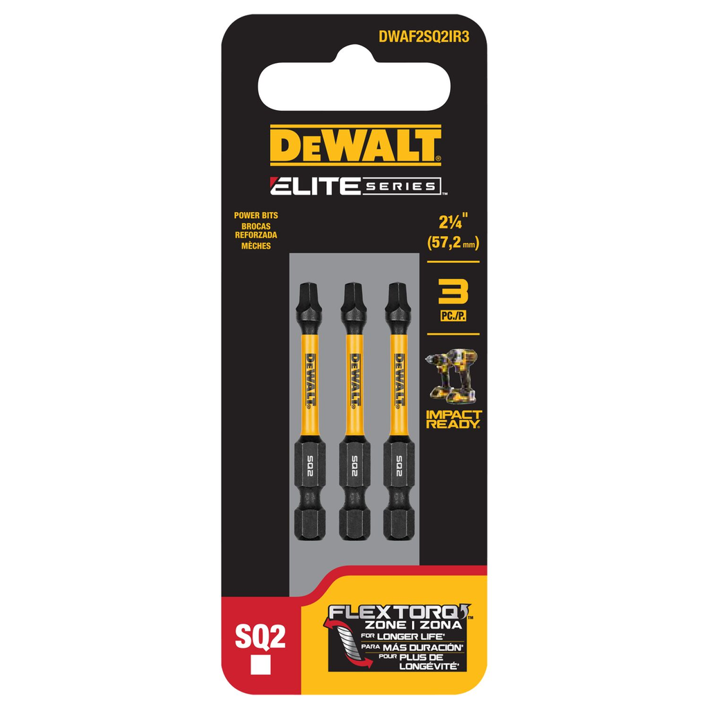 DW FLEXTORQ 3PK 2.25IN BITS FOR SQ2