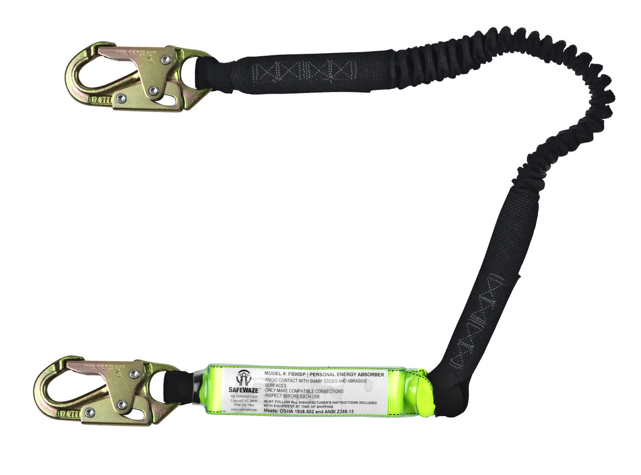 SafeWaze PRO 6' Stretch Energy Absorbing Lanyard: Snap Hooks